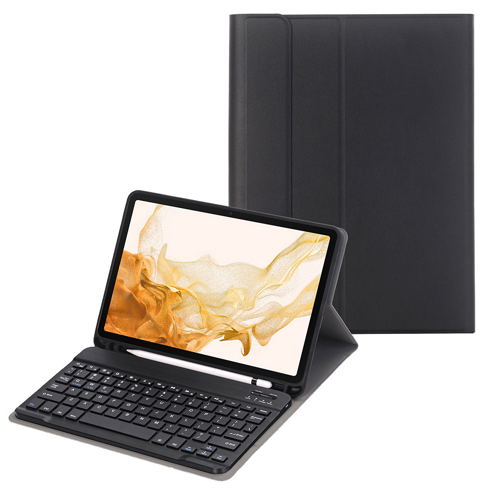 For Samsung Galaxy Tab S8 PU Leather+TPU Tablet Stand Case with Wireless Bluetooth Keyboard