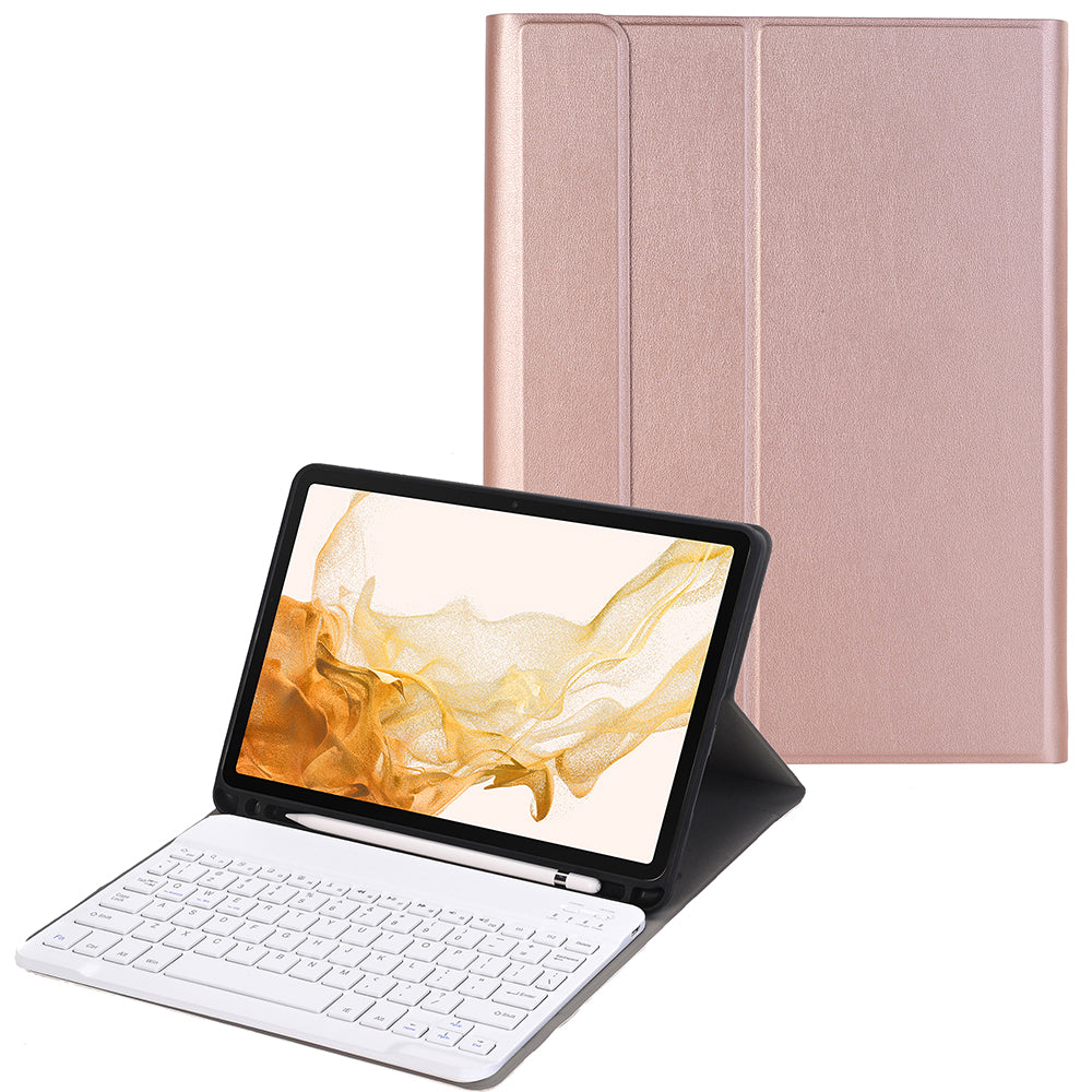 For Samsung Galaxy Tab S8 PU Leather+TPU Tablet Stand Case with Wireless Bluetooth Keyboard