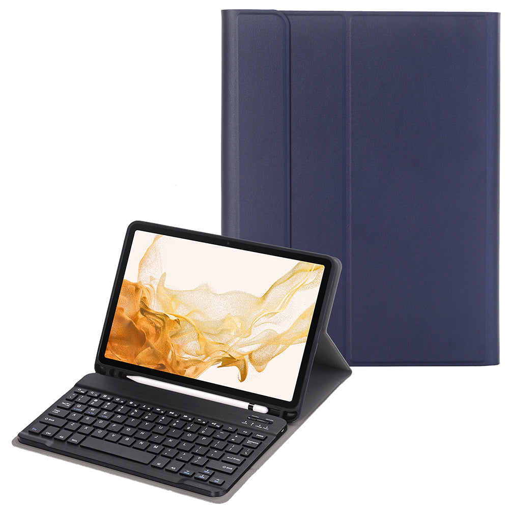 For Samsung Galaxy Tab S8 PU Leather+TPU Tablet Stand Case with Wireless Bluetooth Keyboard