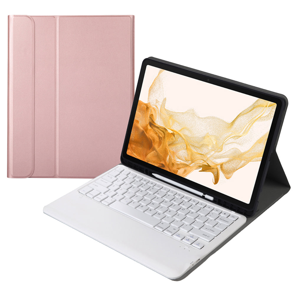 A800B For Samsung Galaxy Tab S8+ X800 Wireless Bluetooth Keyboard with Pen Slot Design Detachable Leather Tablet Case Shell