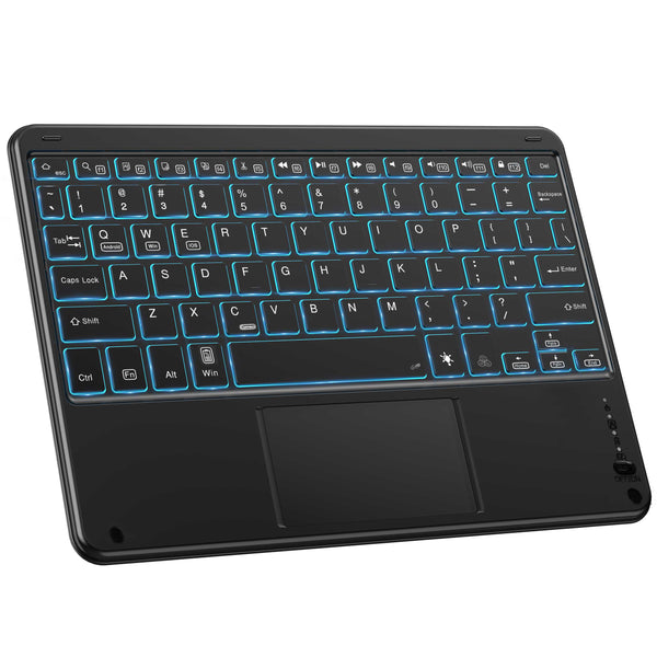 08 12.9 inch Slim Wireless Bluetooth Keyboard with Backlit/Touchpad for Android/iOS/Windows Portable Cordless Keyboard - Black