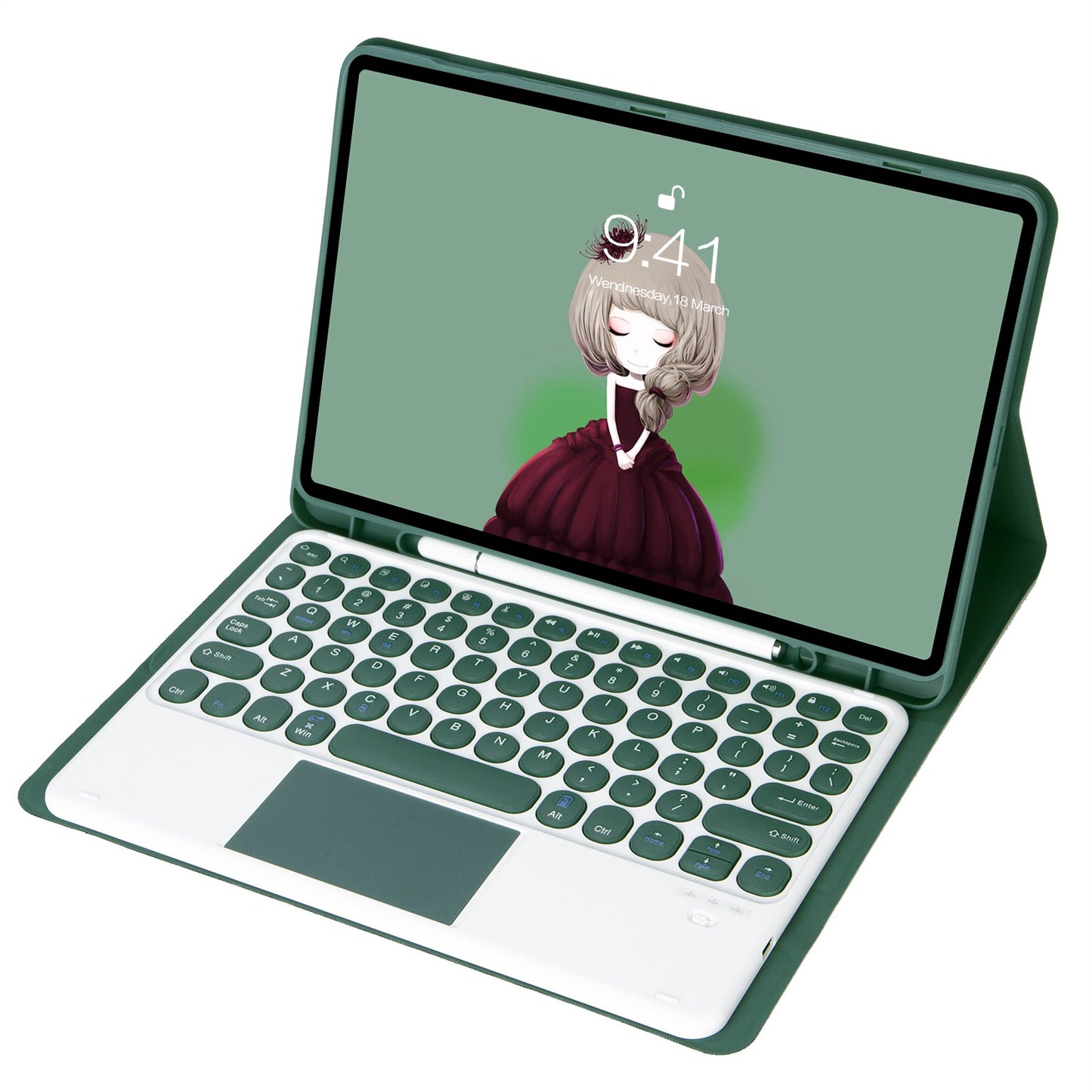 YA700B-A for Samsung Galaxy Tab S8 11-inch 2021 (X700/X706)/S7 11-inch (T870/T875) Candy Color Leather Flip Stand Cover + TPU Inner Case with Pen Slot Bluetooth Keyboard with Trackpad