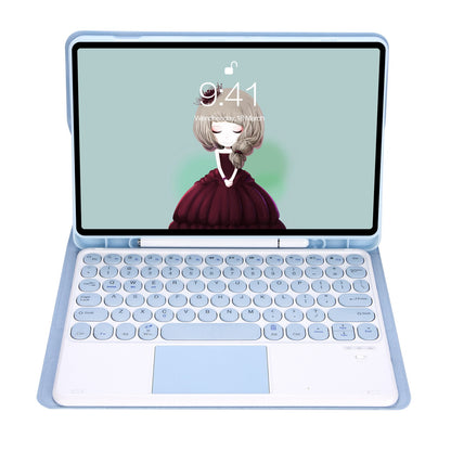 YA700B-A for Samsung Galaxy Tab S8 11-inch 2021 (X700/X706)/S7 11-inch (T870/T875) Candy Color Leather Flip Stand Cover + TPU Inner Case with Pen Slot Bluetooth Keyboard with Trackpad