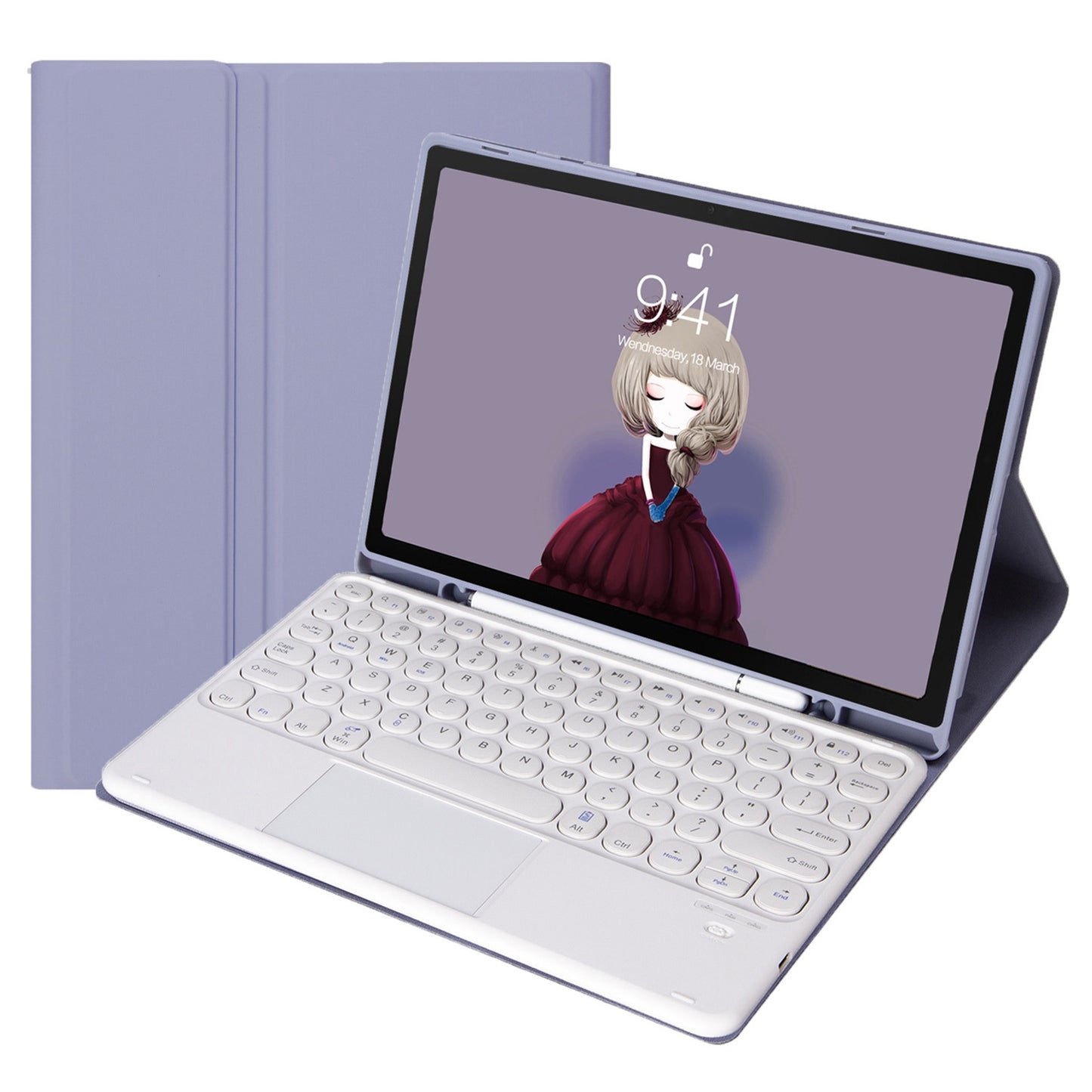 YA700B-A for Samsung Galaxy Tab S8 11-inch 2021 (X700/X706)/S7 11-inch (T870/T875) Candy Color Leather Flip Stand Cover + TPU Inner Case with Pen Slot Bluetooth Keyboard with Trackpad