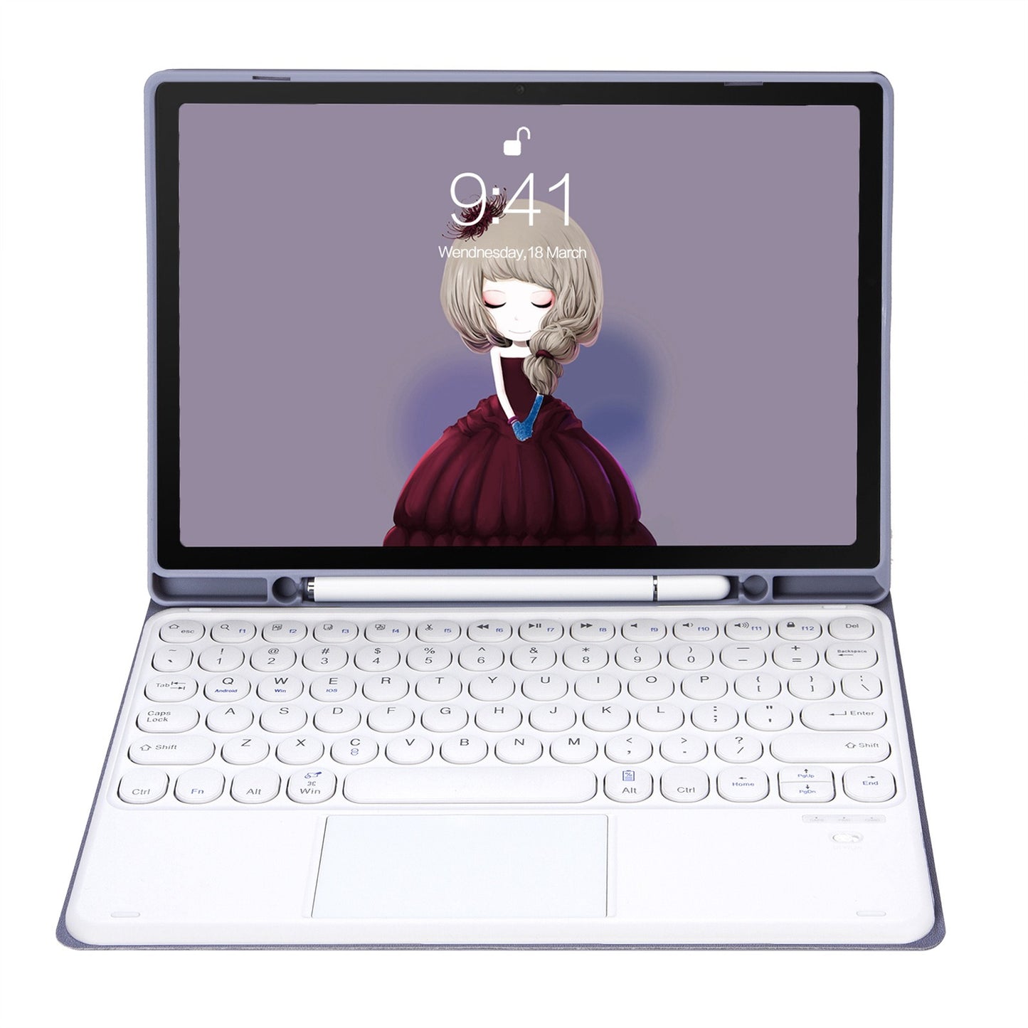 YA700B-A for Samsung Galaxy Tab S8 11-inch 2021 (X700/X706)/S7 11-inch (T870/T875) Candy Color Leather Flip Stand Cover + TPU Inner Case with Pen Slot Bluetooth Keyboard with Trackpad