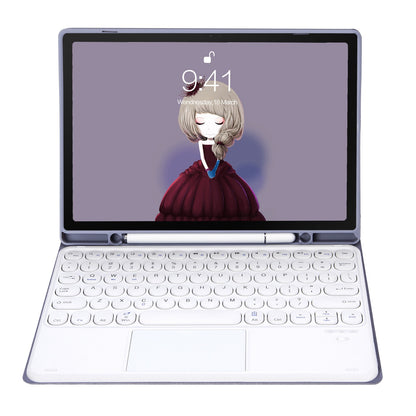 YA700B-A for Samsung Galaxy Tab S8 11-inch 2021 (X700/X706)/S7 11-inch (T870/T875) Candy Color Leather Flip Stand Cover + TPU Inner Case with Pen Slot Bluetooth Keyboard with Trackpad