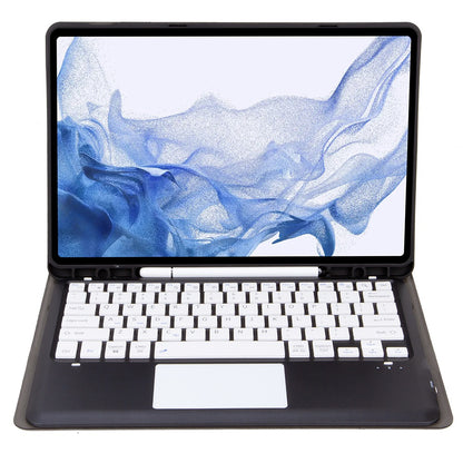 T800B-A For Samsung Galaxy Tab S8+ X800/S7 Plus T970/S7 FE T730 Removable Bluetooth Keyboard Case with TouchPad Anti-Scratch Protective Cover Stand Leather Case with Pencil Holder