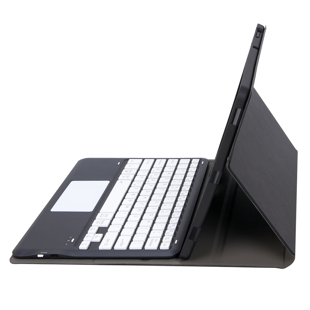 T800B-A For Samsung Galaxy Tab S8+ X800/S7 Plus T970/S7 FE T730 Removable Bluetooth Keyboard Case with TouchPad Anti-Scratch Protective Cover Stand Leather Case with Pencil Holder