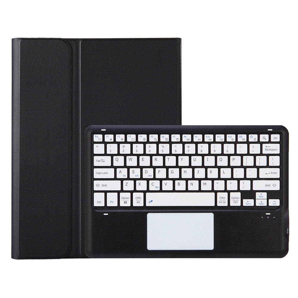 T800B-A For Samsung Galaxy Tab S8+ X800/S7 Plus T970/S7 FE T730 Removable Bluetooth Keyboard Case with TouchPad Anti-Scratch Protective Cover Stand Leather Case with Pencil Holder