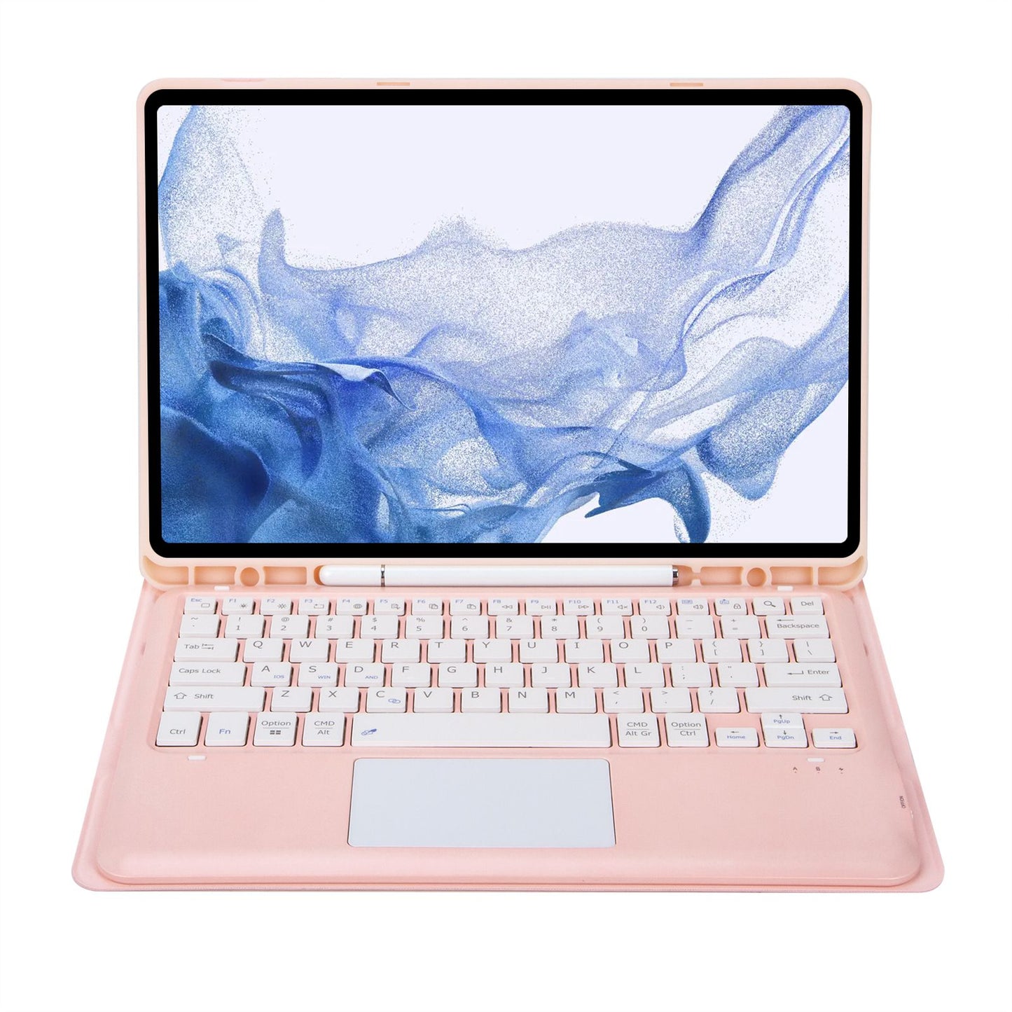 T800B-A For Samsung Galaxy Tab S8+ X800/S7 Plus T970/S7 FE T730 Removable Bluetooth Keyboard Case with TouchPad Anti-Scratch Protective Cover Stand Leather Case with Pencil Holder