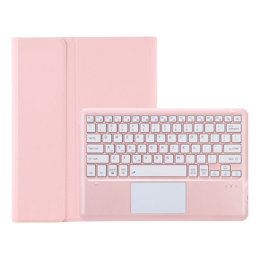 T800B-A For Samsung Galaxy Tab S8+ X800/S7 Plus T970/S7 FE T730 Removable Bluetooth Keyboard Case with TouchPad Anti-Scratch Protective Cover Stand Leather Case with Pencil Holder