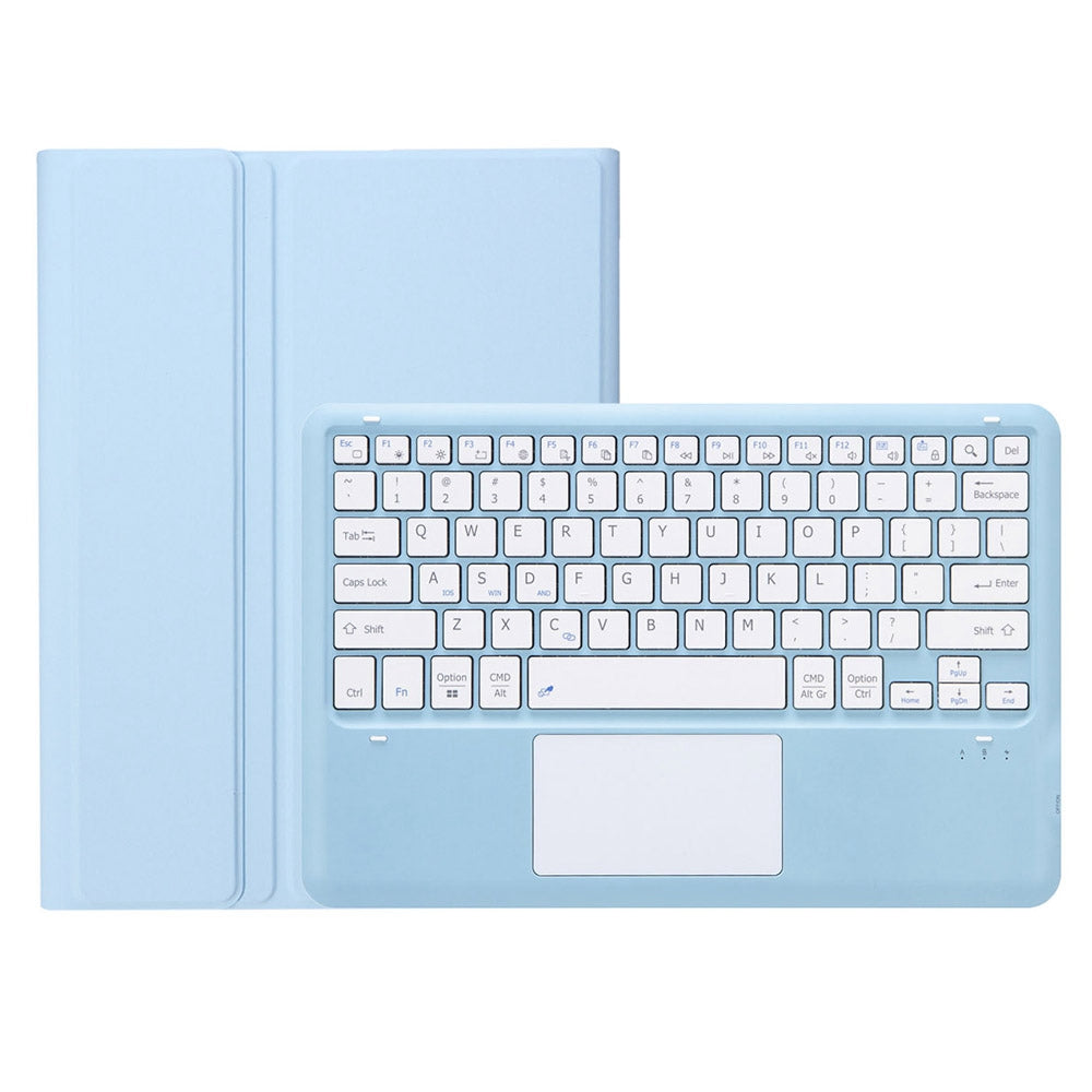 T800B-A For Samsung Galaxy Tab S8+ X800/S7 Plus T970/S7 FE T730 Removable Bluetooth Keyboard Case with TouchPad Anti-Scratch Protective Cover Stand Leather Case with Pencil Holder