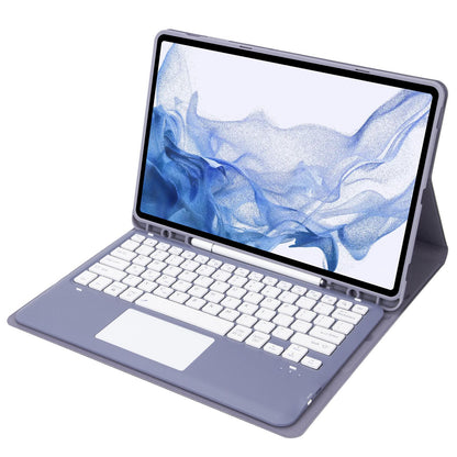 T800B-A For Samsung Galaxy Tab S8+ X800/S7 Plus T970/S7 FE T730 Removable Bluetooth Keyboard Case with TouchPad Anti-Scratch Protective Cover Stand Leather Case with Pencil Holder
