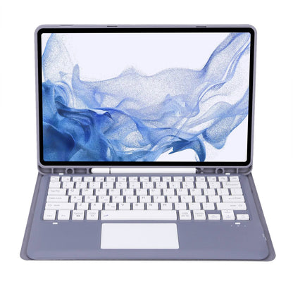 T800B-A For Samsung Galaxy Tab S8+ X800/S7 Plus T970/S7 FE T730 Removable Bluetooth Keyboard Case with TouchPad Anti-Scratch Protective Cover Stand Leather Case with Pencil Holder