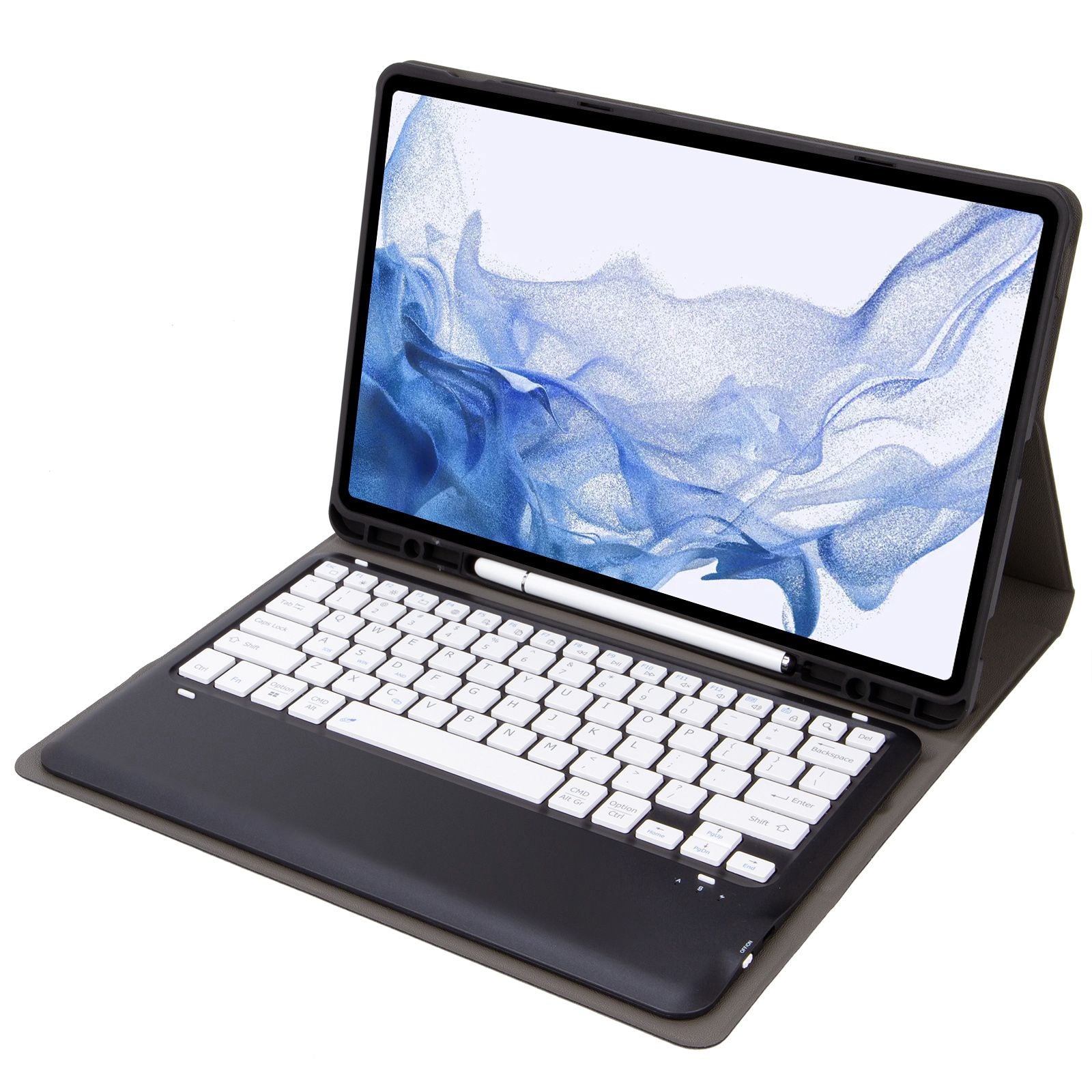 T800B For Samsung Galaxy Tab S8+ X800/S7 Plus T970/S7 FE T730 Anti-Scratch Protective Case Removable Bluetooth Keyboard Shockproof Stand Leather Case with Pencil Holder