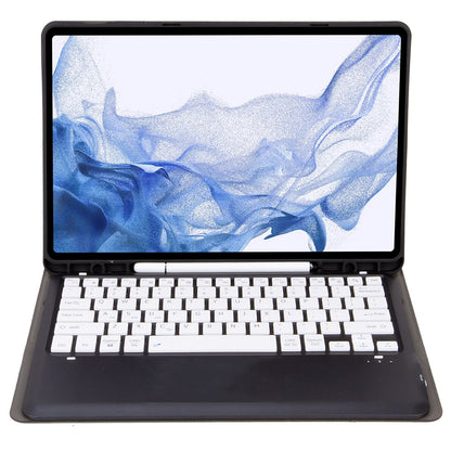 T800B For Samsung Galaxy Tab S8+ X800/S7 Plus T970/S7 FE T730 Anti-Scratch Protective Case Removable Bluetooth Keyboard Shockproof Stand Leather Case with Pencil Holder