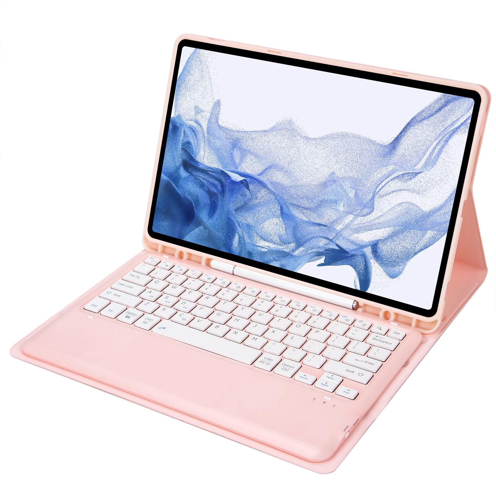 T800B For Samsung Galaxy Tab S8+ X800/S7 Plus T970/S7 FE T730 Anti-Scratch Protective Case Removable Bluetooth Keyboard Shockproof Stand Leather Case with Pencil Holder