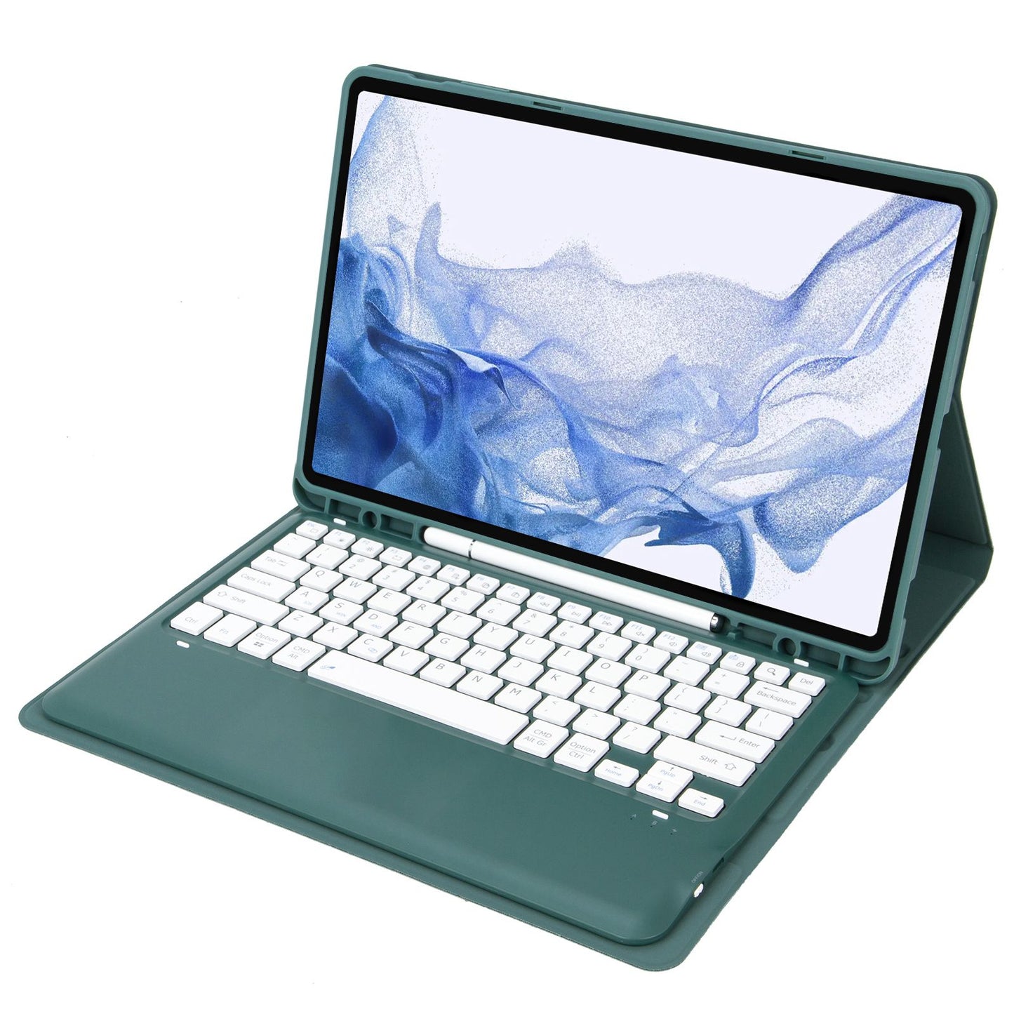 T800B For Samsung Galaxy Tab S8+ X800/S7 Plus T970/S7 FE T730 Anti-Scratch Protective Case Removable Bluetooth Keyboard Shockproof Stand Leather Case with Pencil Holder