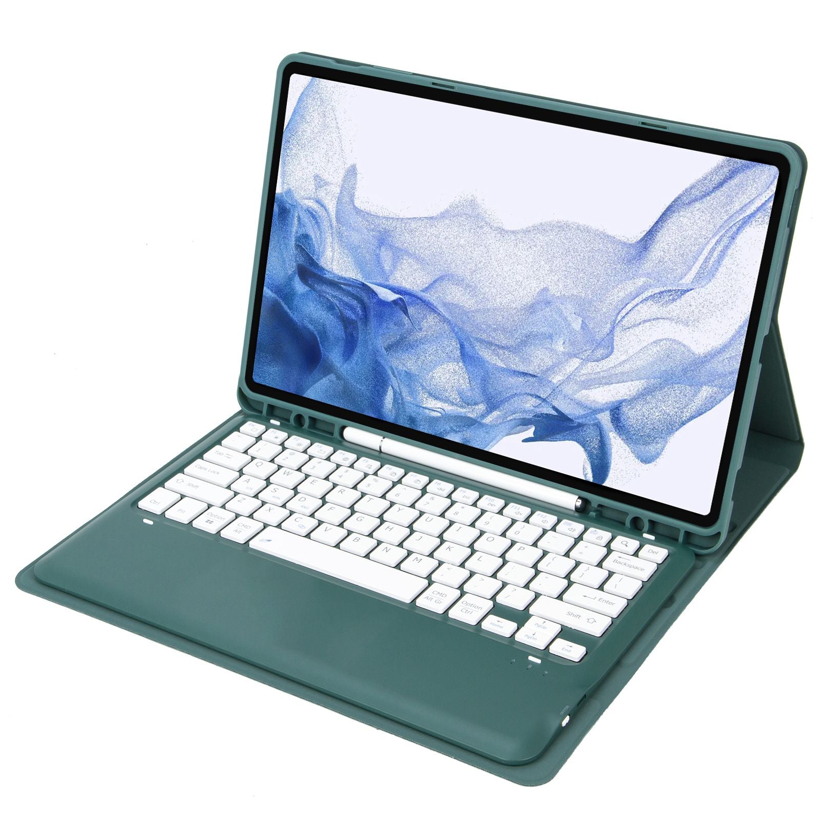 T800B For Samsung Galaxy Tab S8+ X800/S7 Plus T970/S7 FE T730 Anti-Scratch Protective Case Removable Bluetooth Keyboard Shockproof Stand Leather Case with Pencil Holder