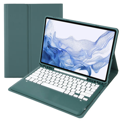 T800B For Samsung Galaxy Tab S8+ X800/S7 Plus T970/S7 FE T730 Anti-Scratch Protective Case Removable Bluetooth Keyboard Shockproof Stand Leather Case with Pencil Holder