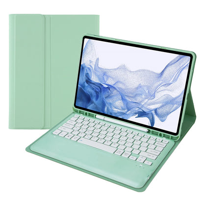 T800B For Samsung Galaxy Tab S8+ X800/S7 Plus T970/S7 FE T730 Anti-Scratch Protective Case Removable Bluetooth Keyboard Shockproof Stand Leather Case with Pencil Holder