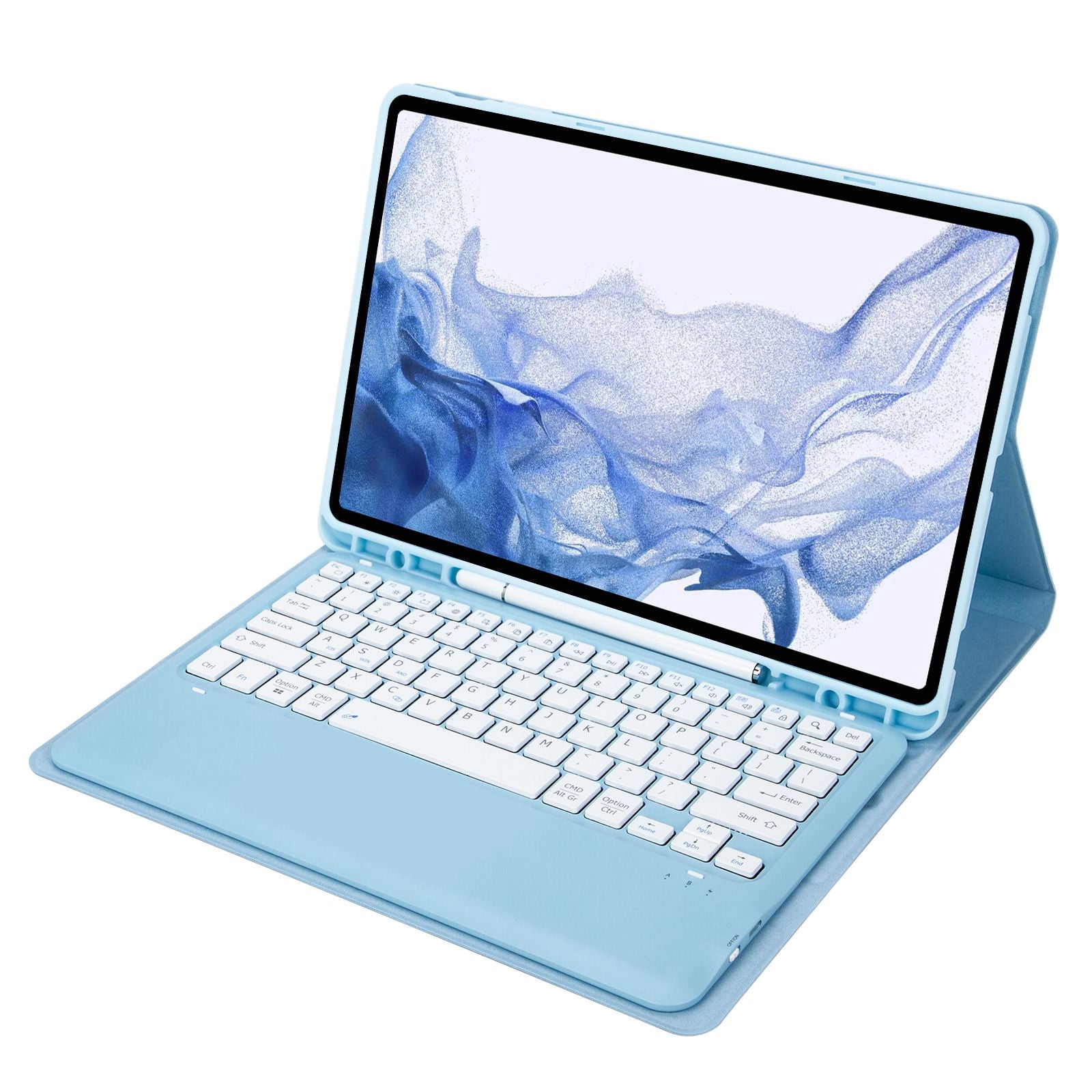 T800B For Samsung Galaxy Tab S8+ X800/S7 Plus T970/S7 FE T730 Anti-Scratch Protective Case Removable Bluetooth Keyboard Shockproof Stand Leather Case with Pencil Holder
