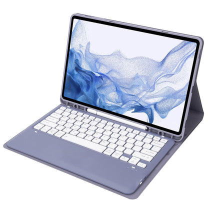 T800B For Samsung Galaxy Tab S8+ X800/S7 Plus T970/S7 FE T730 Anti-Scratch Protective Case Removable Bluetooth Keyboard Shockproof Stand Leather Case with Pencil Holder