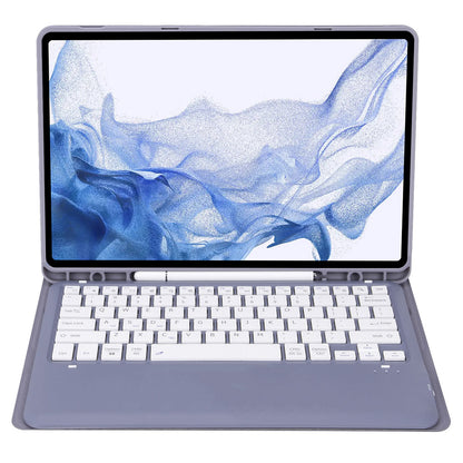 T800B For Samsung Galaxy Tab S8+ X800/S7 Plus T970/S7 FE T730 Anti-Scratch Protective Case Removable Bluetooth Keyboard Shockproof Stand Leather Case with Pencil Holder