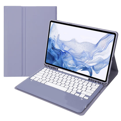 T800B For Samsung Galaxy Tab S8+ X800/S7 Plus T970/S7 FE T730 Anti-Scratch Protective Case Removable Bluetooth Keyboard Shockproof Stand Leather Case with Pencil Holder