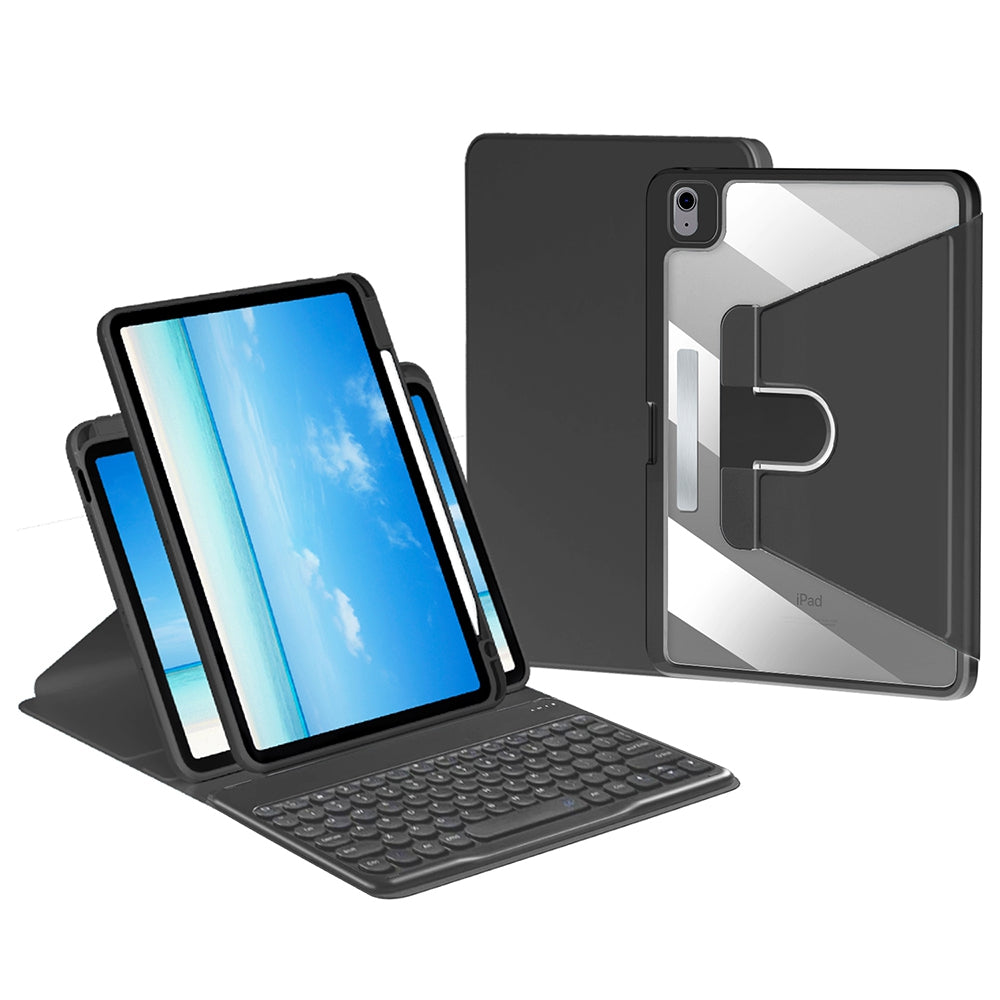 For iPad Air (2020)/(2022)/iPad Pro 11-inch (2018)/(2020)/(2021), X3 Round Keys Bluetooth Keyboard with Dual Mode Mouse + Rotating Stand Protective Case