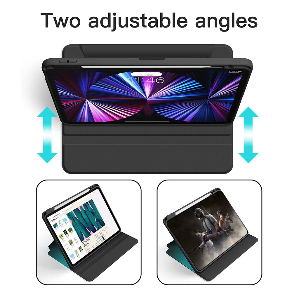 For iPad Air (2020)/(2022)/iPad Pro 11-inch (2018)/(2020)/(2021), X3 Round Keys Bluetooth Keyboard with Dual Mode Mouse + Rotating Stand Protective Case