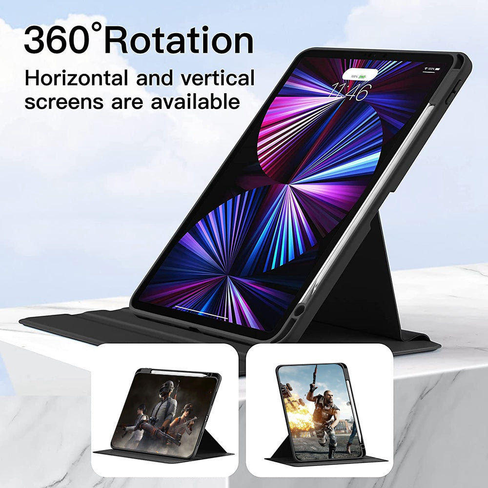 For iPad Air (2020)/(2022)/iPad Pro 11-inch (2018)/(2020)/(2021), X3 Round Keys Bluetooth Keyboard with Dual Mode Mouse + Rotating Stand Protective Case