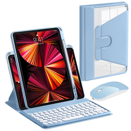 For iPad Air (2020)/(2022)/iPad Pro 11-inch (2018)/(2020)/(2021), X3 Round Keys Bluetooth Keyboard with Dual Mode Mouse + Rotating Stand Protective Case