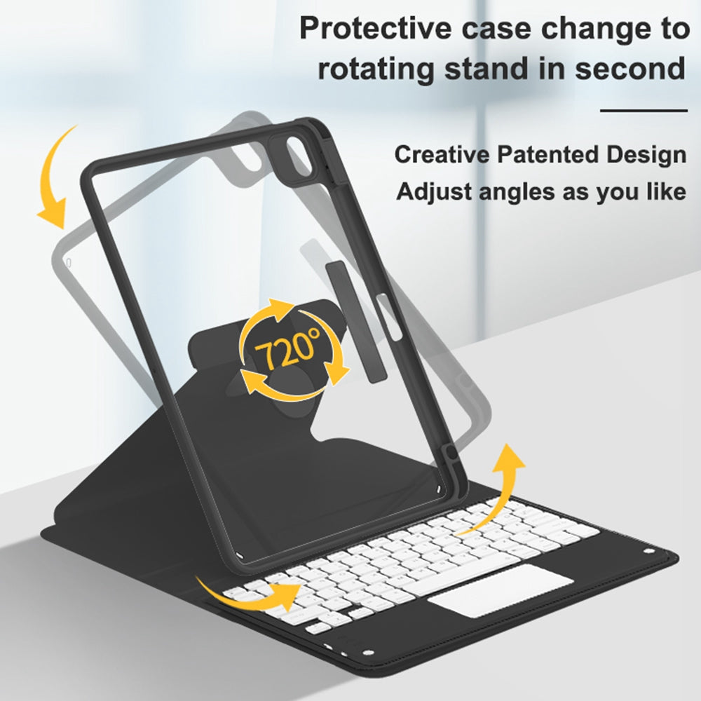 For iPad Air (2020)/(2022)/iPad Pro 11-inch (2018)/(2020)/(2021) Detachable X7 Bluetooth Keyboard Case with TouchPad + Rotating Leather Protective Case