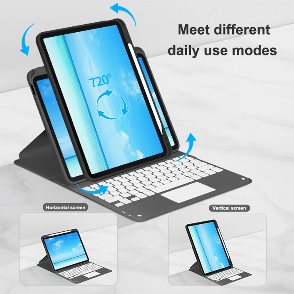 For iPad Air (2020)/(2022)/iPad Pro 11-inch (2018)/(2020)/(2021) Detachable X7 Bluetooth Keyboard Case with TouchPad + Rotating Leather Protective Case