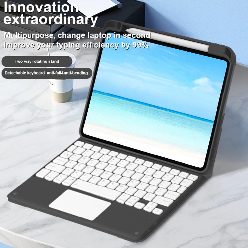 For iPad Air (2020)/(2022)/iPad Pro 11-inch (2018)/(2020)/(2021) Detachable X7 Bluetooth Keyboard Case with TouchPad + Rotating Leather Protective Case