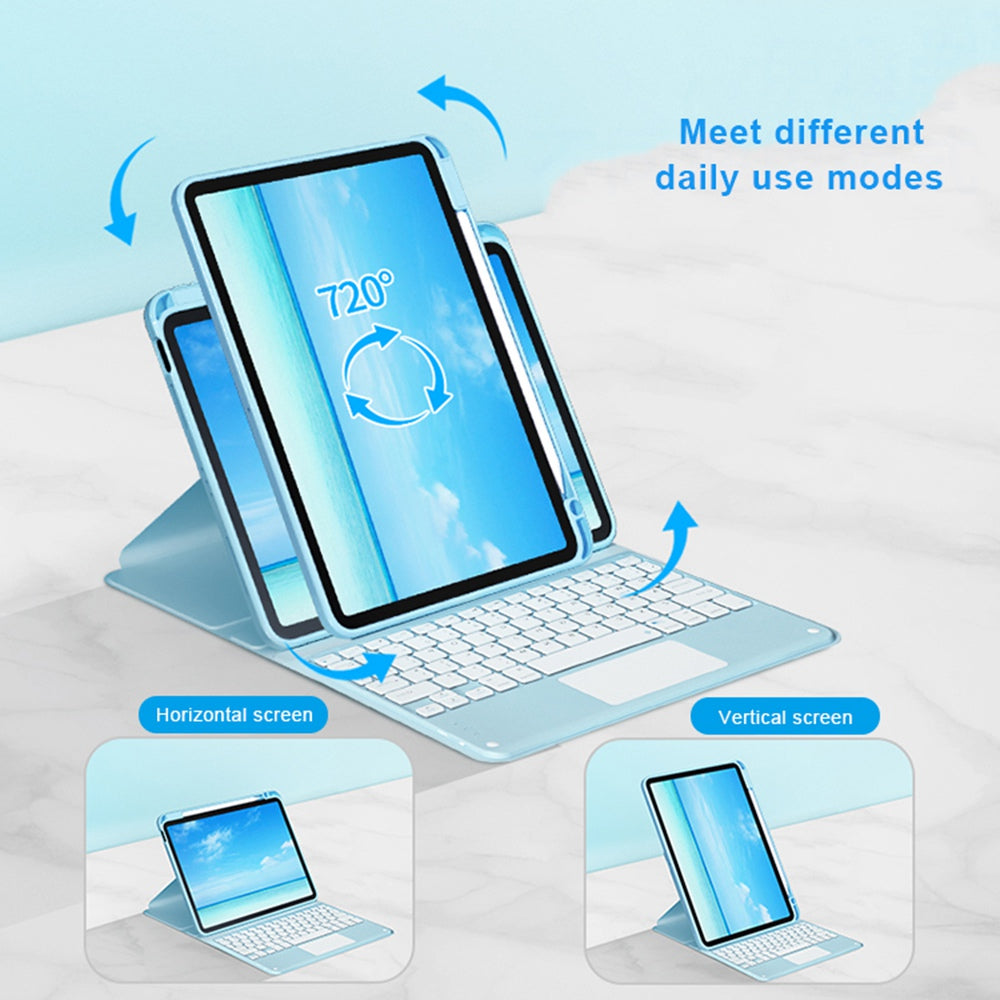 For iPad Air (2020)/(2022)/iPad Pro 11-inch (2018)/(2020)/(2021) Detachable X7 Bluetooth Keyboard Case with TouchPad + Rotating Leather Protective Case