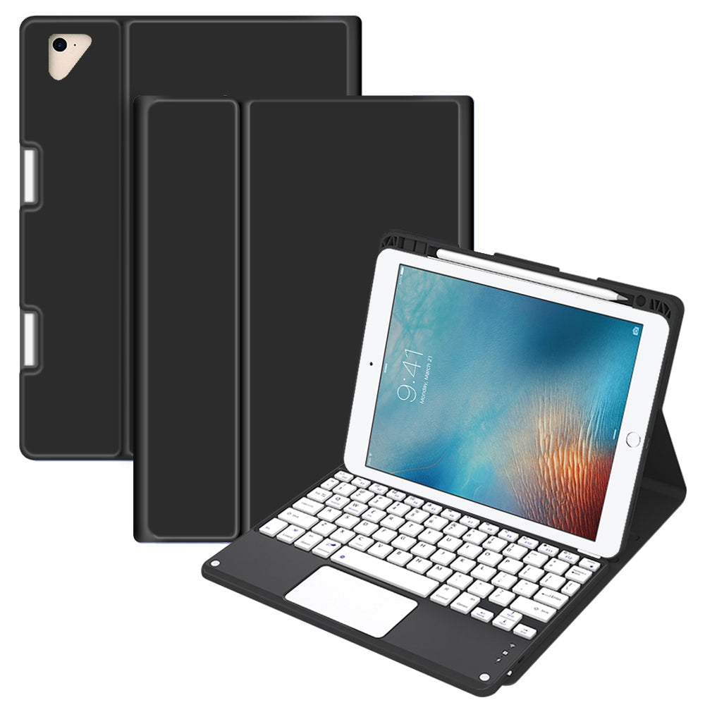 For iPad 9.7-inch (2017)/(2018)/Pro 9.7 inch (2016)/Air 2 Detachable X7 Bluetooth Keyboard Case with TouchPad Soft Leather Protective Case