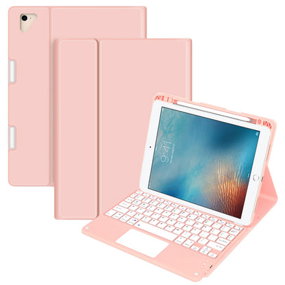 For iPad 9.7-inch (2017)/(2018)/Pro 9.7 inch (2016)/Air 2 Detachable X7 Bluetooth Keyboard Case with TouchPad Soft Leather Protective Case
