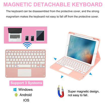 For iPad 9.7-inch (2017)/(2018)/Pro 9.7 inch (2016)/Air 2 Detachable X7 Bluetooth Keyboard Case with TouchPad Soft Leather Protective Case