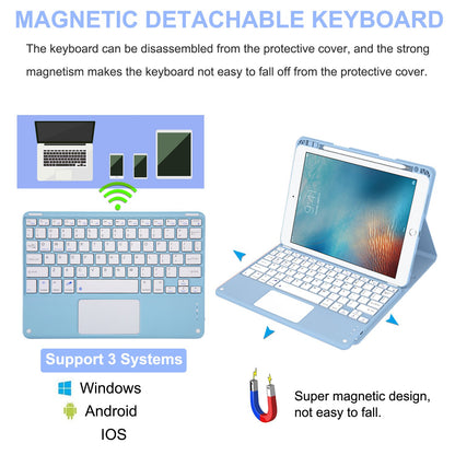 For iPad 9.7-inch (2017)/(2018)/Pro 9.7 inch (2016)/Air 2 Detachable X7 Bluetooth Keyboard Case with TouchPad Soft Leather Protective Case