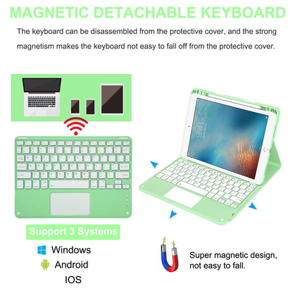 For iPad 9.7-inch (2017)/(2018)/Pro 9.7 inch (2016)/Air 2 Detachable X7 Bluetooth Keyboard Case with TouchPad Soft Leather Protective Case