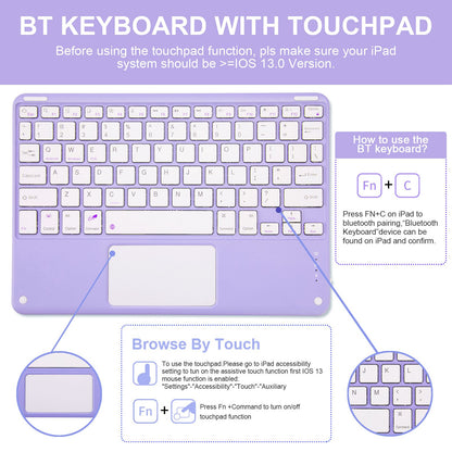 For iPad 9.7-inch (2017)/(2018)/Pro 9.7 inch (2016)/Air 2 Detachable X7 Bluetooth Keyboard Case with TouchPad Soft Leather Protective Case