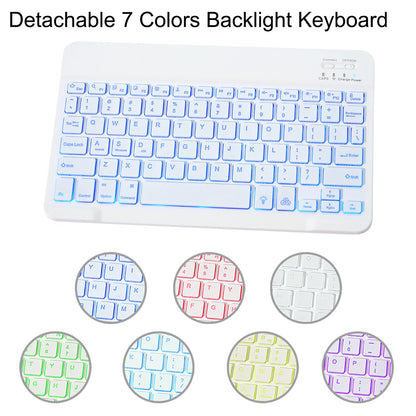 For iPad 9.7-inch (2017)/(2018)/Pro 9.7 inch (2016)/Air 2/Air (2013) Portable Bluetooth Keyboard with 7-Color Backlit + Litchi Texture Anti-Drop Protective Case