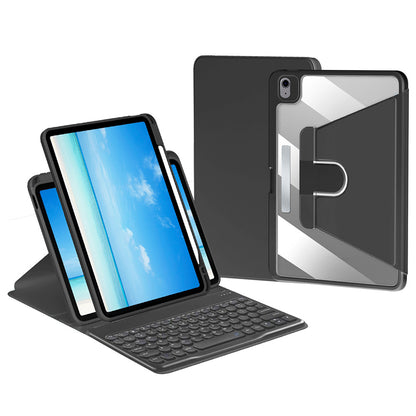 For iPad Air (2022)/(2020)/iPad Pro 11-inch (2021)/(2020)/(2018) PU Leather 360-degree Rotating Stand Protective Cover with X3 Round Keys Bluetooth Keyboard