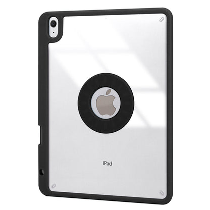 Z102B for iPad 10.2 (2021)/(2020)/(2019) Bluetooth Keyboard Leather Protective Cover + Transparent Back Case with Triangle Stand and Built-in Pen Slot