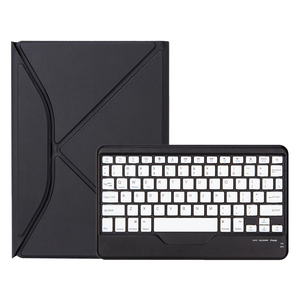 Z102B for iPad 10.2 (2021)/(2020)/(2019) Bluetooth Keyboard Leather Protective Cover + Transparent Back Case with Triangle Stand and Built-in Pen Slot
