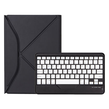 Z102B for iPad 10.2 (2021)/(2020)/(2019) Bluetooth Keyboard Leather Protective Cover + Transparent Back Case with Triangle Stand and Built-in Pen Slot