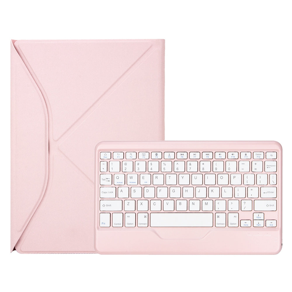 Z102B for iPad 10.2 (2021)/(2020)/(2019) Bluetooth Keyboard Leather Protective Cover + Transparent Back Case with Triangle Stand and Built-in Pen Slot