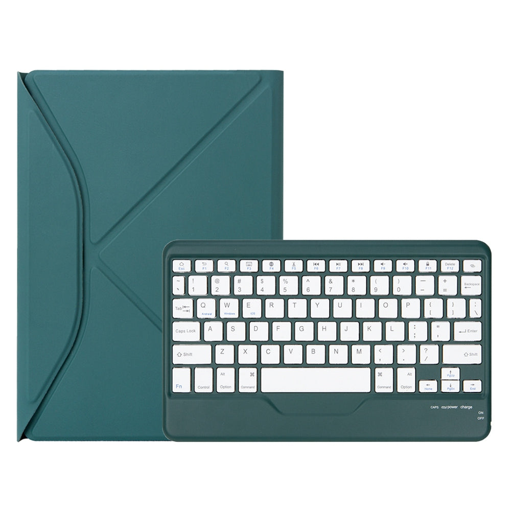 Z102B for iPad 10.2 (2021)/(2020)/(2019) Bluetooth Keyboard Leather Protective Cover + Transparent Back Case with Triangle Stand and Built-in Pen Slot